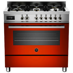 Bertazzoni Professional Series 90cm Dual Fuel Single Range Cooker Orange